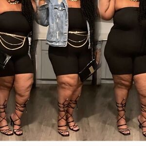 Black Strapless Romper (Plus)